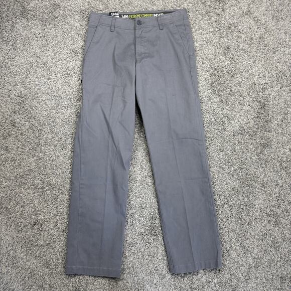 Lee Mens Gray Extreme Motion MVP Slim Straight Pants Stretch Size 30X32 New - Picture 1 of 5